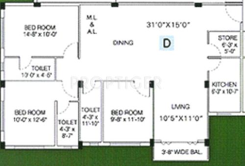 Akshara Akshara Park (3BHK+3T (1,820 sq ft) 1820 sq ft)