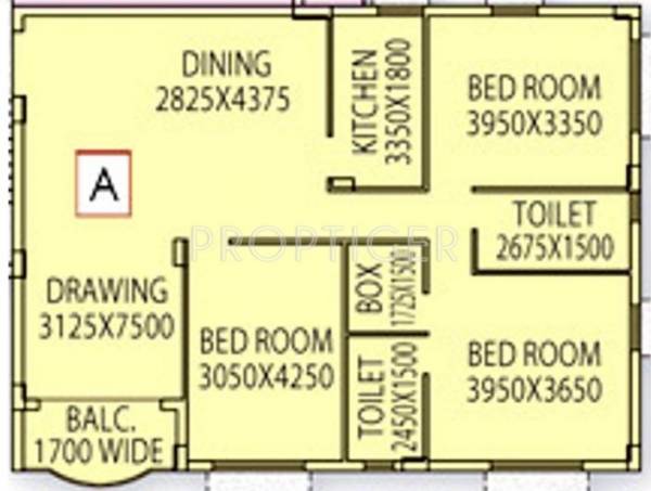 Akshara Group Akshara Gold Floor Plan (3BHK+3T)