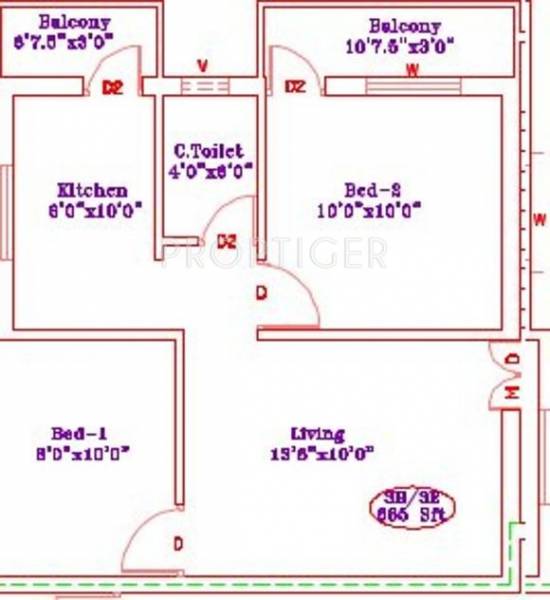 Lucky Kings Trinity (2BHK+1T (865 sq ft) 865 sq ft)