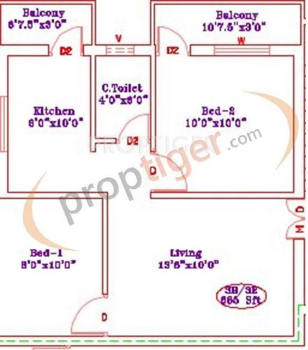 Lucky Kings Trinity (2BHK+1T (865 sq ft) 865 sq ft)