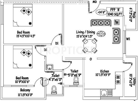 VJS Kumaran Laksshyaa (2BHK+2T (1,040 sq ft) Pooja Room 1040 sq ft) VJS Kumaran Laksshyaa (2BHK+2T (1,040 sq ft) Pooja Room 1040 sq ft)