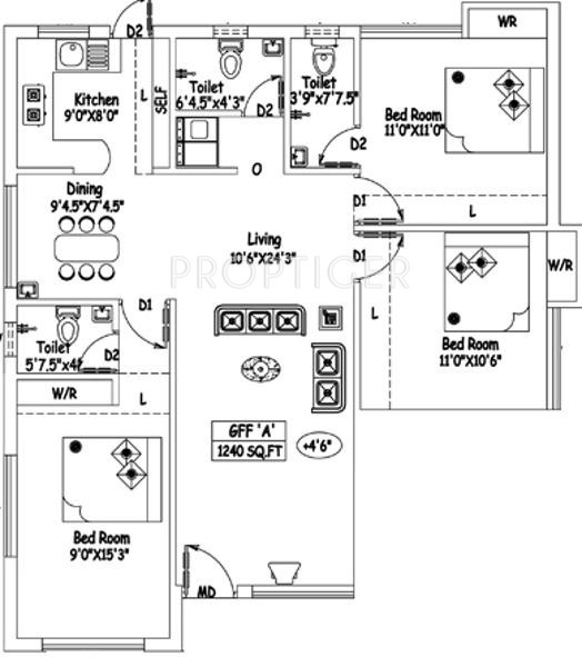 VJS Kumaran Laksshyaa (3BHK+3T (1,240 sq ft) 1240 sq ft) VJS Kumaran Laksshyaa (3BHK+3T (1,240 sq ft) 1240 sq ft)