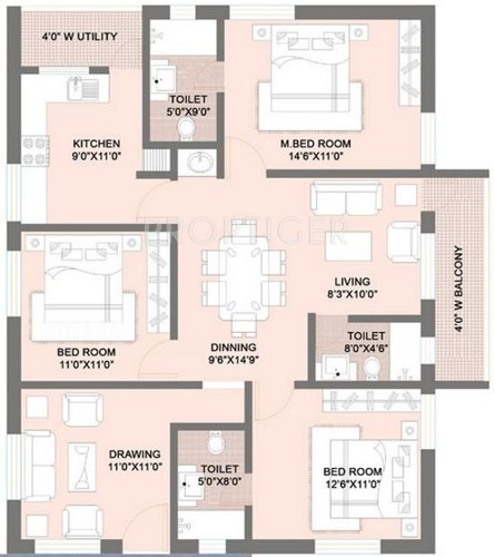 Aditya Eternia (3BHK+3T (1,610 sq ft) 1610 sq ft)