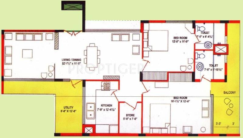 Jamuna Jamuna Apartments (2BHK+2T (1,590 sq ft) 1590 sq ft)