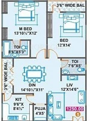 Thirtha Four Seasons (2BHK+2T (1,250 sq ft) Pooja Room 1250 sq ft) Thirtha Four Seasons (2BHK+2T (1,250 sq ft) Pooja Room 1250 sq ft)