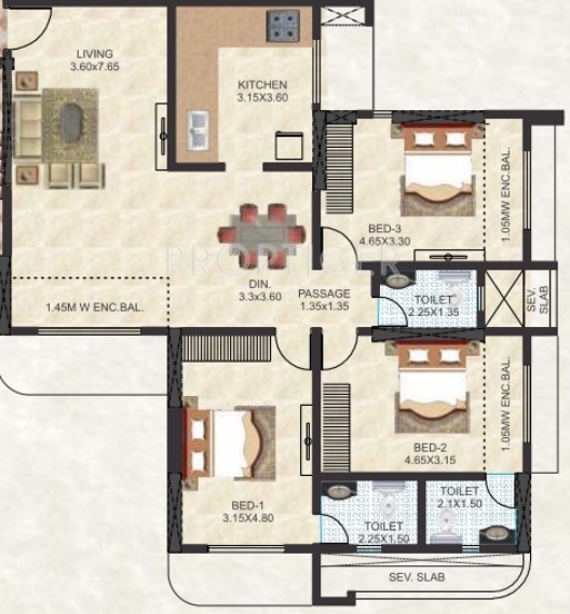 Thakur Jewel Tower (3BHK+3T (2,055 sq ft) 2055 sq ft)