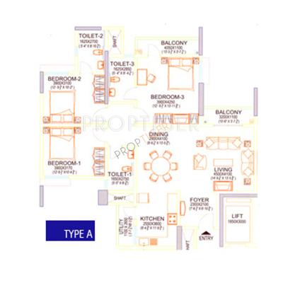 Sobha Beryl (3BHK+3T (1,659 sq ft) 1659 sq ft)