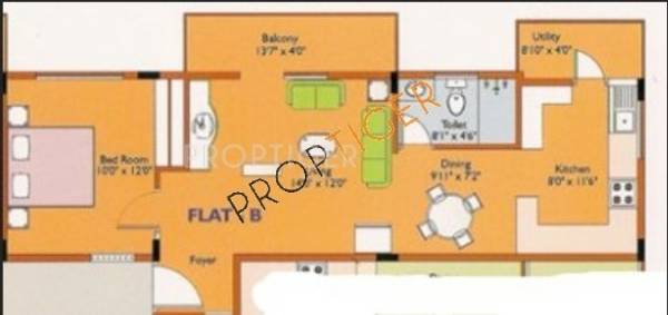 High Tech Constructions Thirumala Apartments Floor Plan (2BHK+2T)
