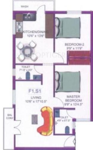 Sabarrisa Varahis Nest (2BHK+2T (1,008 sq ft) 1008 sq ft)