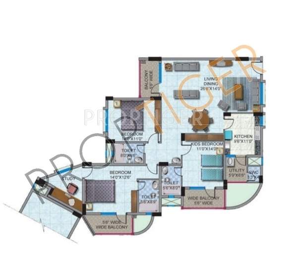 HM World City (3BHK+3T (2,049 sq ft) 2049 sq ft)