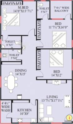 Lahari Emerald (3BHK+3T (1,735 sq ft) 1735 sq ft)