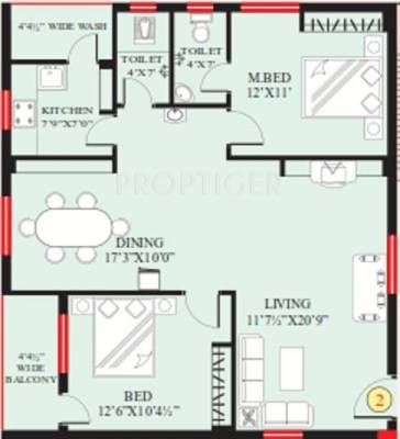 Lahari Nest (2BHK+2T (1,170 sq ft) 1170 sq ft)