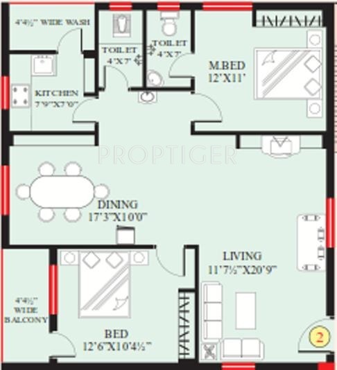 Lahari Nest (2BHK+2T (1,170 sq ft) 1170 sq ft)