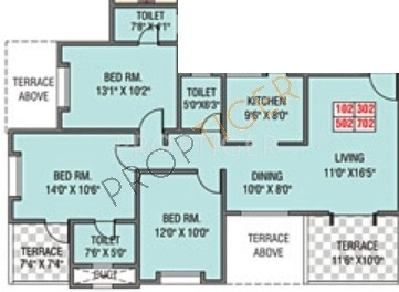 Anandtara Construction La Gloriosa Floor Plan (3BHK+3T)