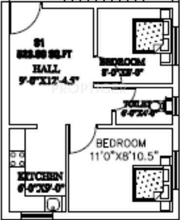 CC Crystal Garden (2BHK+1T (685 sq ft) 685 sq ft)