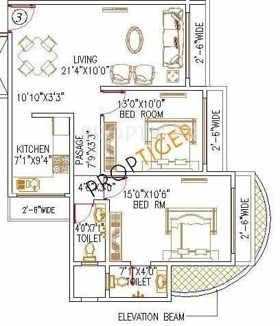 Kamala Roop Nagar Floor Plan (2BHK+2T)