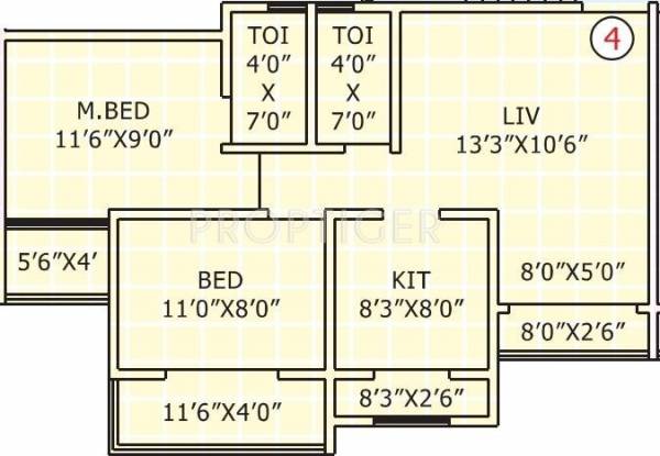 Rashmi Laxmi Sadan Floor Plan (2BHK+2T)