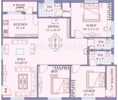 Sai Sri Sai Classic (3BHK+3T (1,691 sq ft) 1691 sq ft)