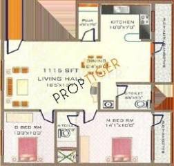 Floor Plan (2BHK+2T) Reputed Builder Hari Nivas Paradise Floor Plan (2BHK+2T)