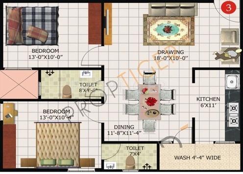 Aishwarya Chethana Meadows (2BHK+2T (1,016 sq ft) 1016 sq ft)