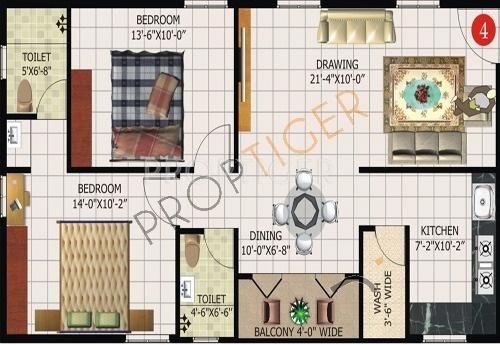 Aishwarya Chethana Meadows (2BHK+2T (1,083 sq ft) 1083 sq ft)