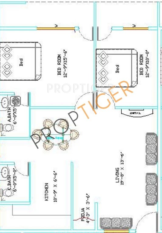 i1 Sai Homes (2BHK+2T (980 sq ft) 980 sq ft)
