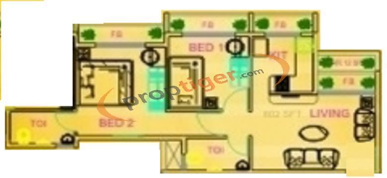 Dudhe Brothers Sai Dhayan Floor Plan (2BHK+2T)