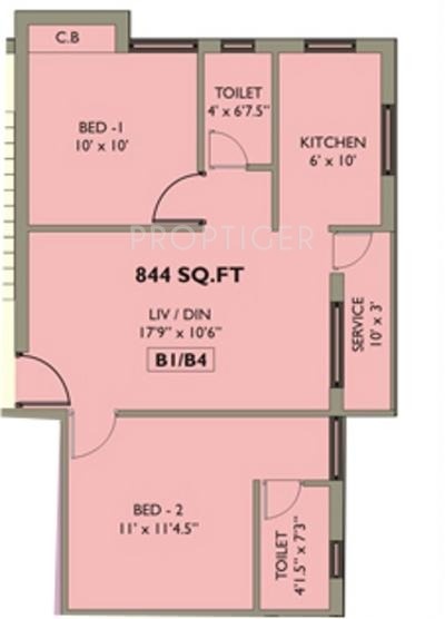 Mahalakshmi Kokilambak Nagar Apartment (2BHK+2T (844 sq ft) 844 sq ft)