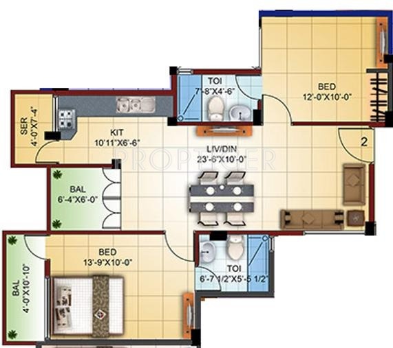 Land Thyme (2BHK+2T (922 sq ft) 922 sq ft) Land Thyme (2BHK+2T (922 sq ft) 922 sq ft)