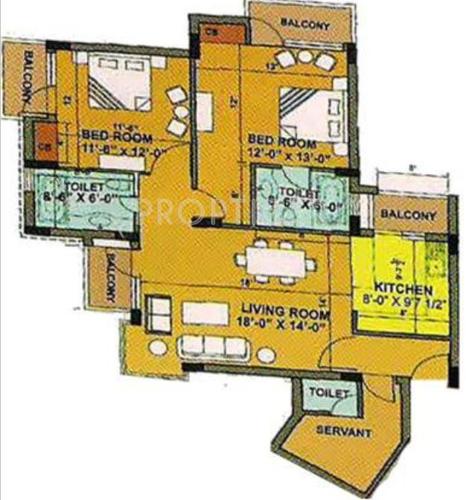 Lakshya Heights (2BHK+2T (1,225 sq ft) + Servant Room 1225 sq ft)