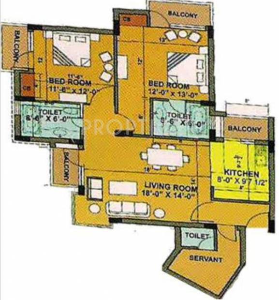 Lakshya Heights (2BHK+2T (1,225 sq ft) + Servant Room 1225 sq ft)