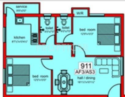 Majestic Ramaniyam (2BHK+2T (911 sq ft) 911 sq ft)