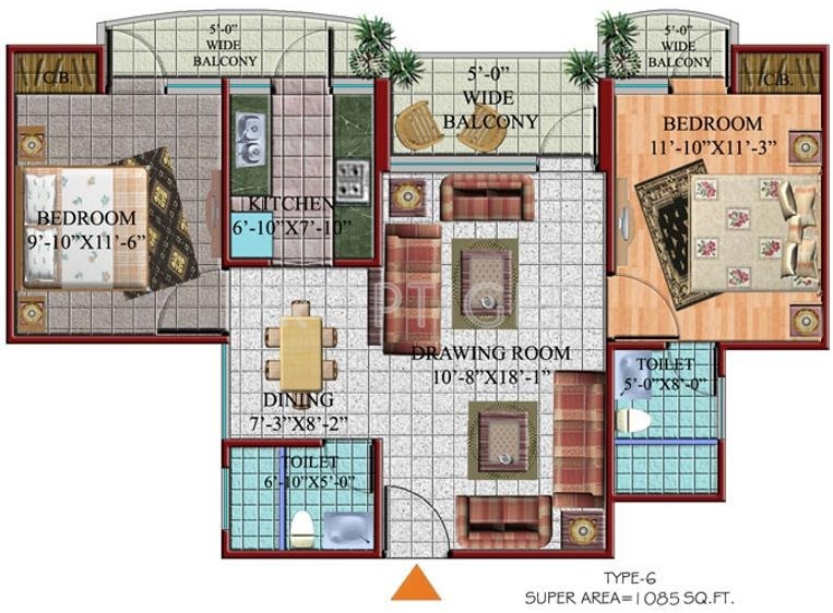 Shriram Shri Ram Heights (2BHK+2T (1,085 sq ft) 1085 sq ft)