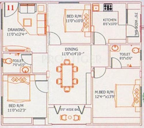  Hi Rise Paradise (3BHK+2T (1,324 sq ft) 1324 sq ft)