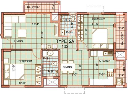 Vasundhara Kritika Homes (2BHK+2T (1,155 sq ft) 1155 sq ft)