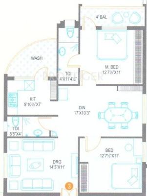 United Royal Garden (2BHK+2T (1,371 sq ft) 1371 sq ft)