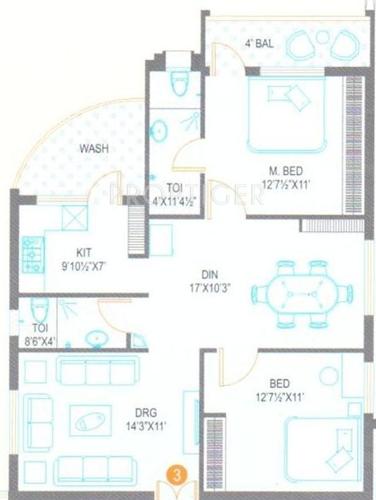 United Royal Garden (2BHK+2T (1,371 sq ft) 1371 sq ft)