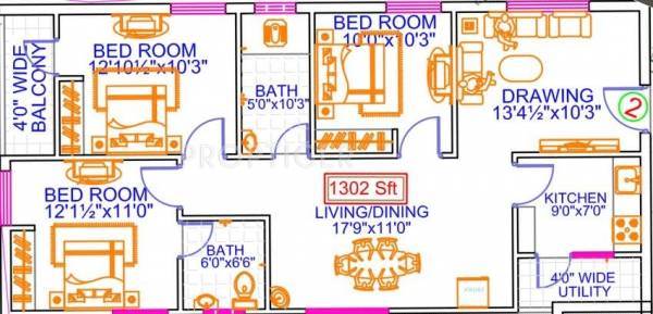 Legend Anthem (3BHK+2T (1,302 sq ft) 1302 sq ft)