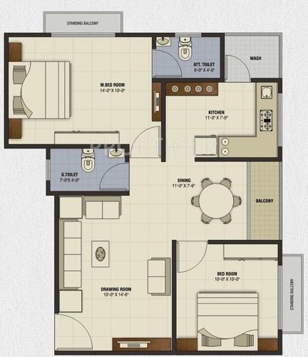 Mitsumi Ashtamangal Orchid (2BHK+2T (1,143 sq ft) 1143 sq ft)