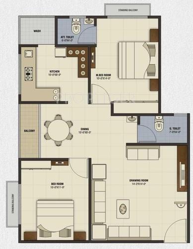 Mitsumi Ashtamangal Orchid (2BHK+2T (1,242 sq ft) 1242 sq ft)