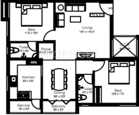 Ruby Manor (2BHK+2T (1,003 sq ft) 1003 sq ft)