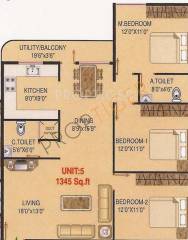 i1 Siri Indus (3BHK+2T (1,345 sq ft) 1345 sq ft) i1 Siri Indus (3BHK+2T (1,345 sq ft) 1345 sq ft)