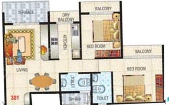 Jai Gurudeo Gurudev Heights (2BHK+2T (995 sq ft) 995 sq ft)