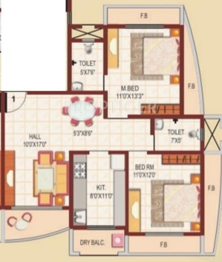 Jaydeep Prathmesh View Floor Plan (2BHK+2T)