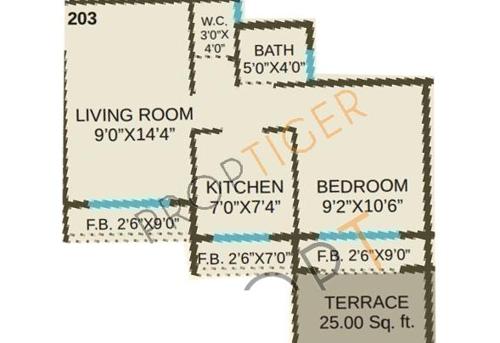 Fortune Harmony (1BHK+1T (625 sq ft) 625 sq ft)