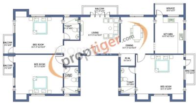 Firm Pankaja Floor Plan (3BHK+3T + Pooja Room)