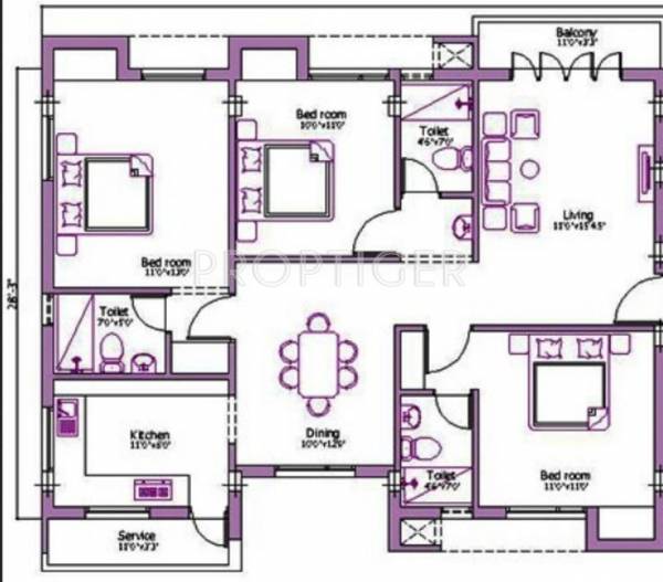 Firm Firms Aadarsh Floor Plan (3BHK+3T)