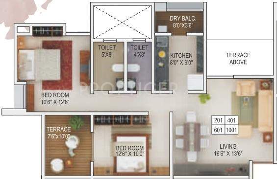 Malkani Belle Vie (2BHK+2T (1,065 sq ft) 1065 sq ft)