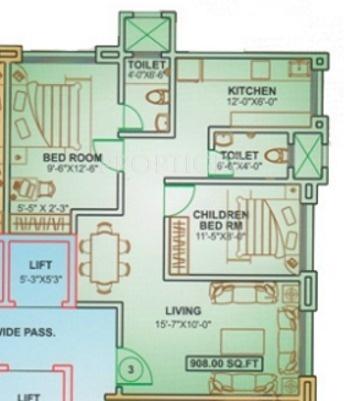 Naminath Arihant Heights (2BHK+2T (908 sq ft) 908 sq ft)