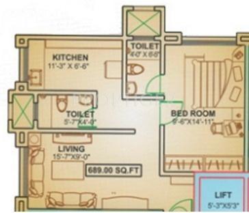 Naminath Arihant Heights (1BHK+2T (689 sq ft) 689 sq ft)